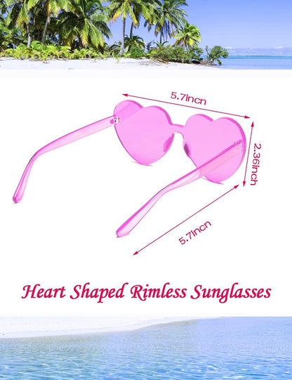 LIULIUBTY Heart Shaped Rimless Sunglasses 12Pack, Bachelor Party Cool Colorful Funky Sunglasses