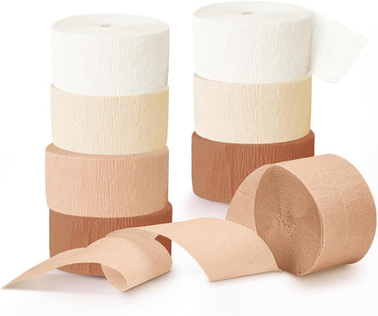 NICROHOME EUR Wedding Party Decorations, 8 Rolls Moss Sage Green Pink Crepe Paper Streamers for Boho Baby Shower, Wedding, Engagement Party, Spring Party, Birthday Party Supplies, 82 ft Long
