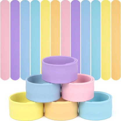 LovesTown 12PCS Silicone Slap Bracelets, Colorful Snap Bracelet for DIY Kids Gifts, Classroom Prizes, Party Favors