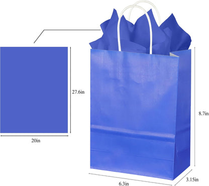 BLEWINDZ 32 Pieces Gift Bags with 32 Tissues, 8 Colors Party Favor Bags with Handles, Rainbow Gift Bag for Wedding, Birthday, Party Supplies and Gifts