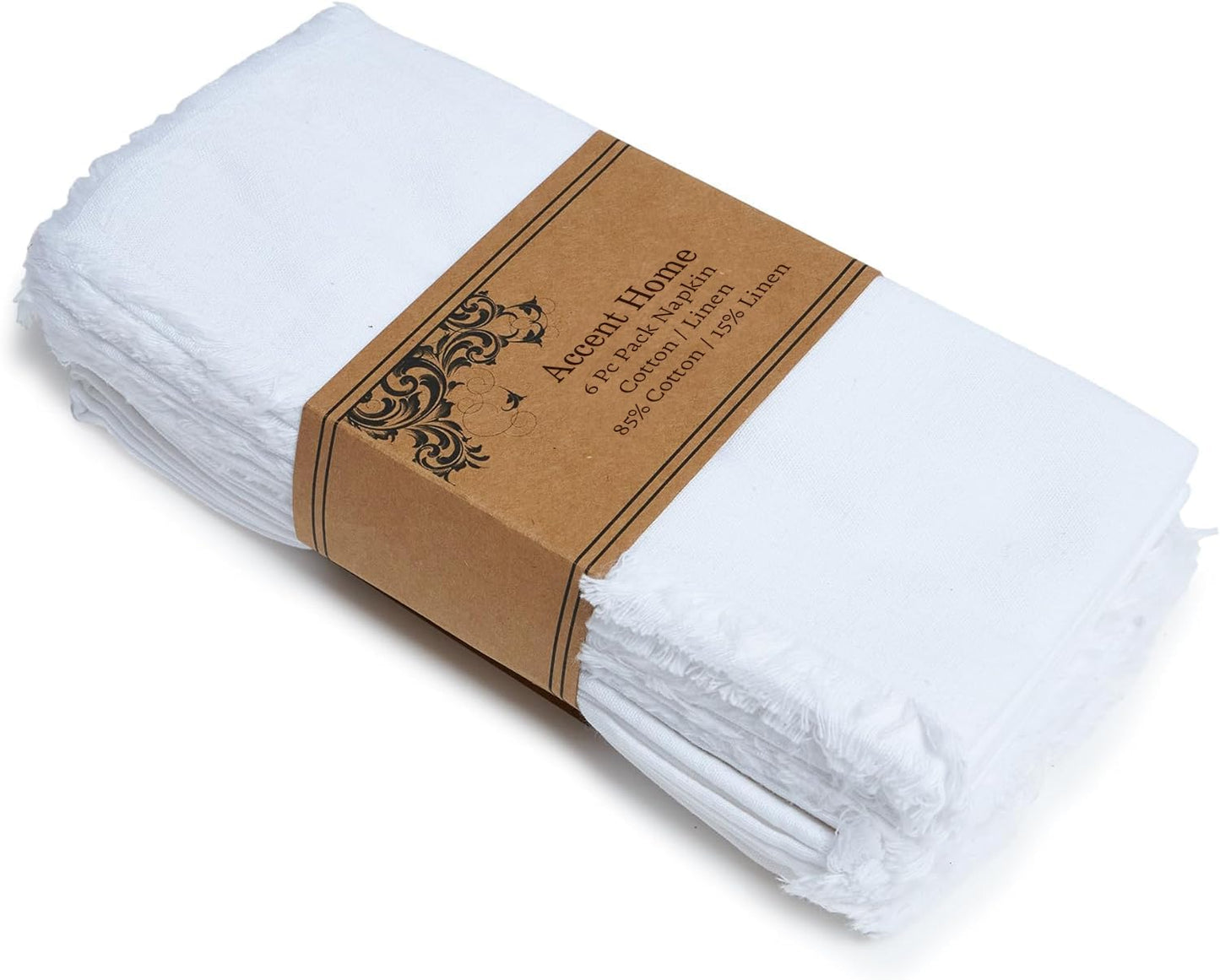 ACCENTHOME Natural Cotton Linen Napkin Set of 12 18x18 inch Dinner Napkins - Washable Soft Premium Hotel Quality Reusable Hemmed Edges Napkins Perfect Table Linens for Family Dinners, Weddings