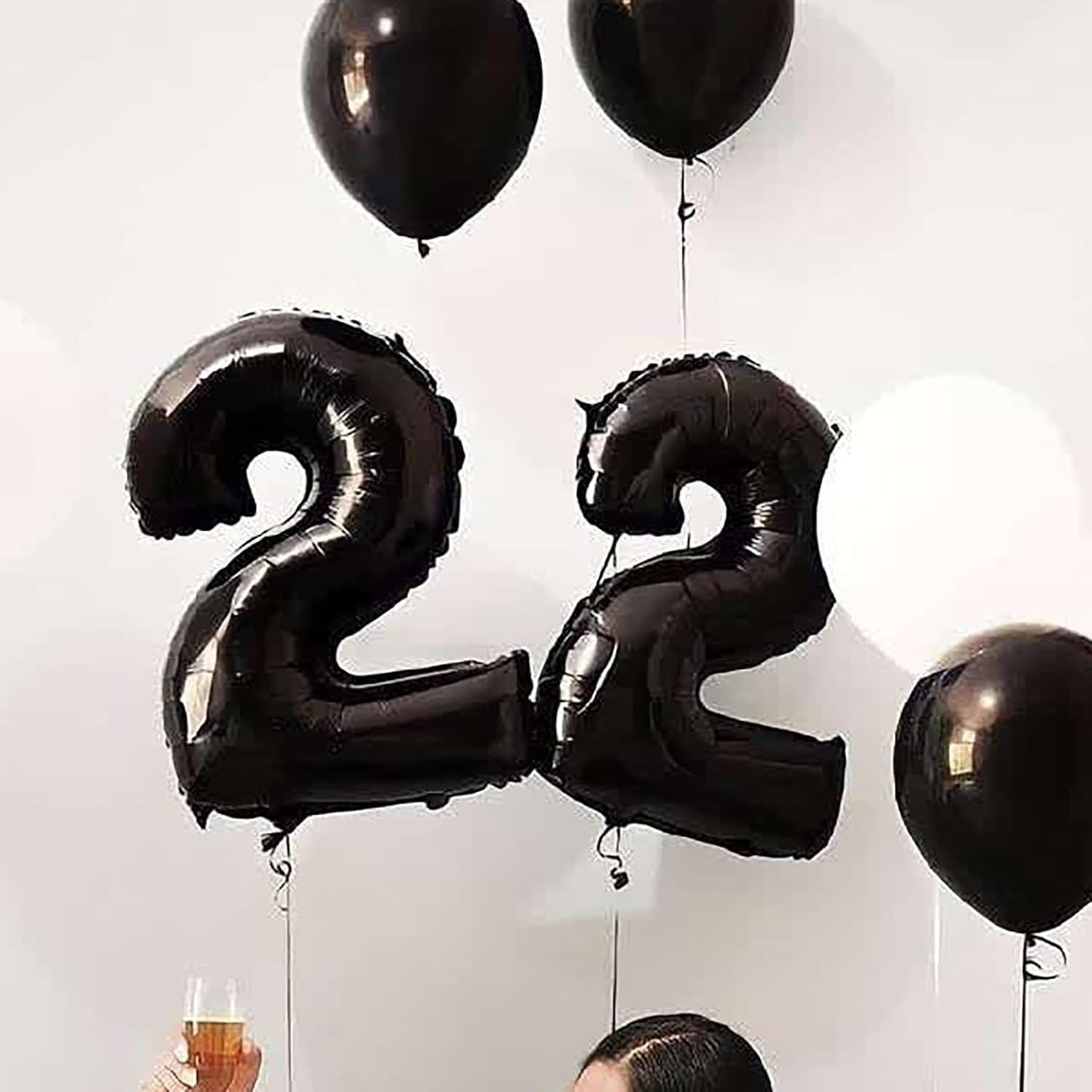 [20 Pcs] 16" Gold Foil Number Balloons (2 sets of 0-9) - Mylar Aluminum Hanging Decorations for Graduation, Birthday, Christmas & New Year's Eve Parties