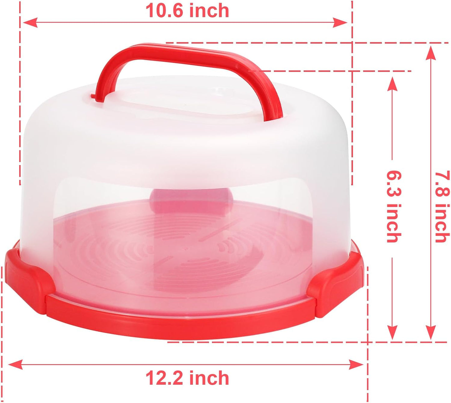 Cake Carrier with Lid and Handle, Fit 10’’ Cake Stand with Lid, Cake Transport Storage Container, Cake Containers Cover Stand with Lids, 3 Secure Side Closures (Pink)