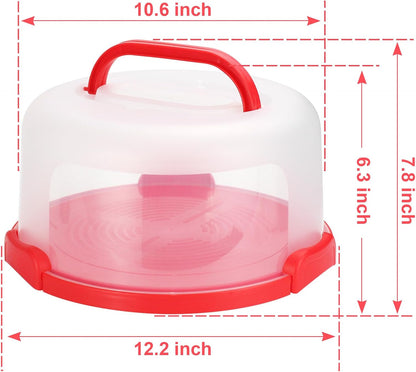 Cake Carrier with Lid and Handle, Fit 10’’ Cake Stand with Lid, Cake Transport Storage Container, Cake Containers Cover Stand with Lids, 3 Secure Side Closures (Pink)
