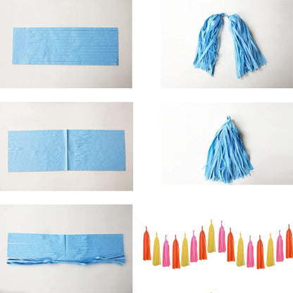 15PCS Pink Orange Yellow DIY Tissue Tassel Garland Thanksgiving Party Tassel Banner Bunting Streamer for Girl Baby Shower Halloween Birthday Bridal Shower Nursery Hanging Décor