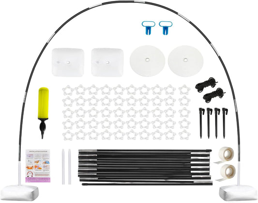 Voircoloria Balloon Arch Kit, 10ft Wide & 9ft Tall Adjustable Balloon Arch Stand with Base for Graduation Wedding Birthday Baby Shower Party Decorations (White)