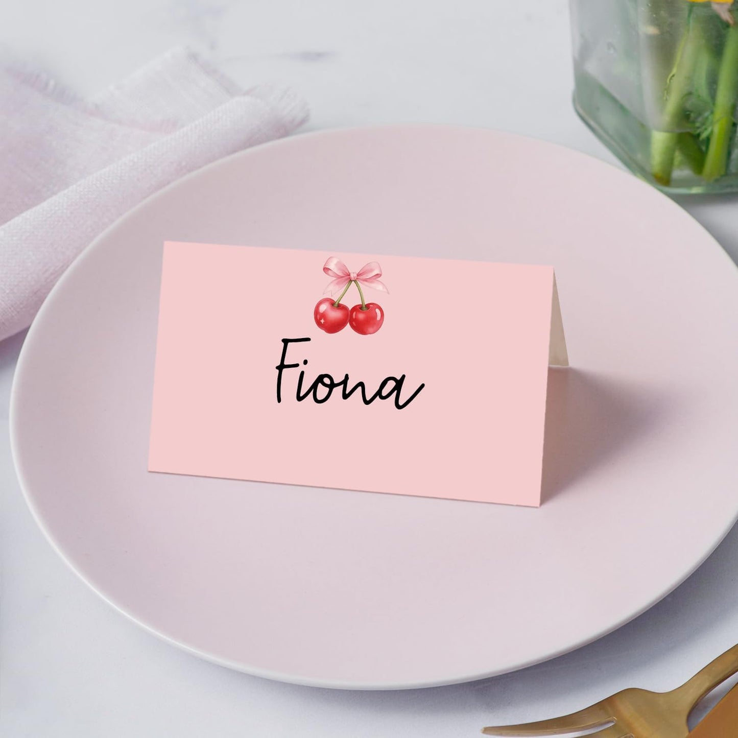 Gold Foil Border Place Cards, Set of 25 Tent Name Cards for Table Setting, Food Label for Wedding, Baby Shower, Birthday Dinner Party Supplies -010