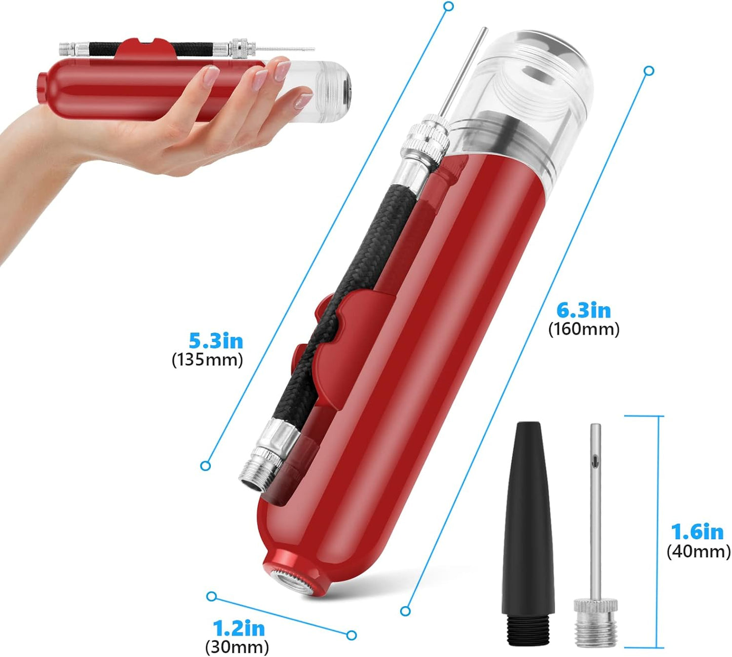 BROTOU Ball Pump, Dual Action Inflate Air Pump with 3 Needles and 2 Nozzles for Soccer Ball, Basketball, Volleyball, Balloons, Bikes