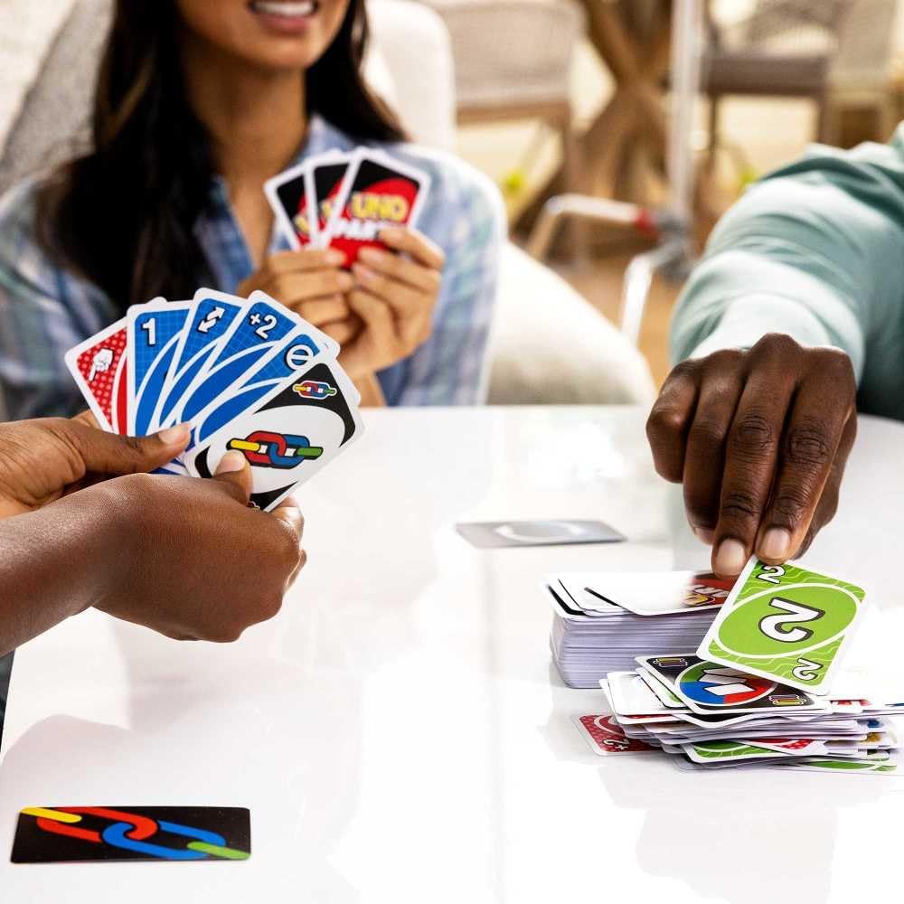 Mattel,UNO Party Card Game-Larger Groups! Wilder Rules! Faster Fun!