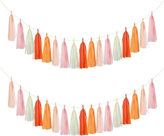 Guzon 25pcs The Sun Birthday Tissue Tassel Garland DIY Hanging Paper Decorations for Baby Shower, Spring, Summer, Fall, Retro, Hippie Decorations
