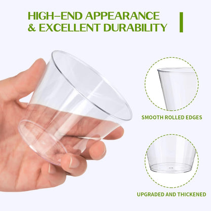 RACETOP 200 Pack 9 oz Clear Plastic Cups for Party, Disposable Clear Cup, Disposable Cups, Wine Glasses Cups, Plastic Cocktail Glasses
