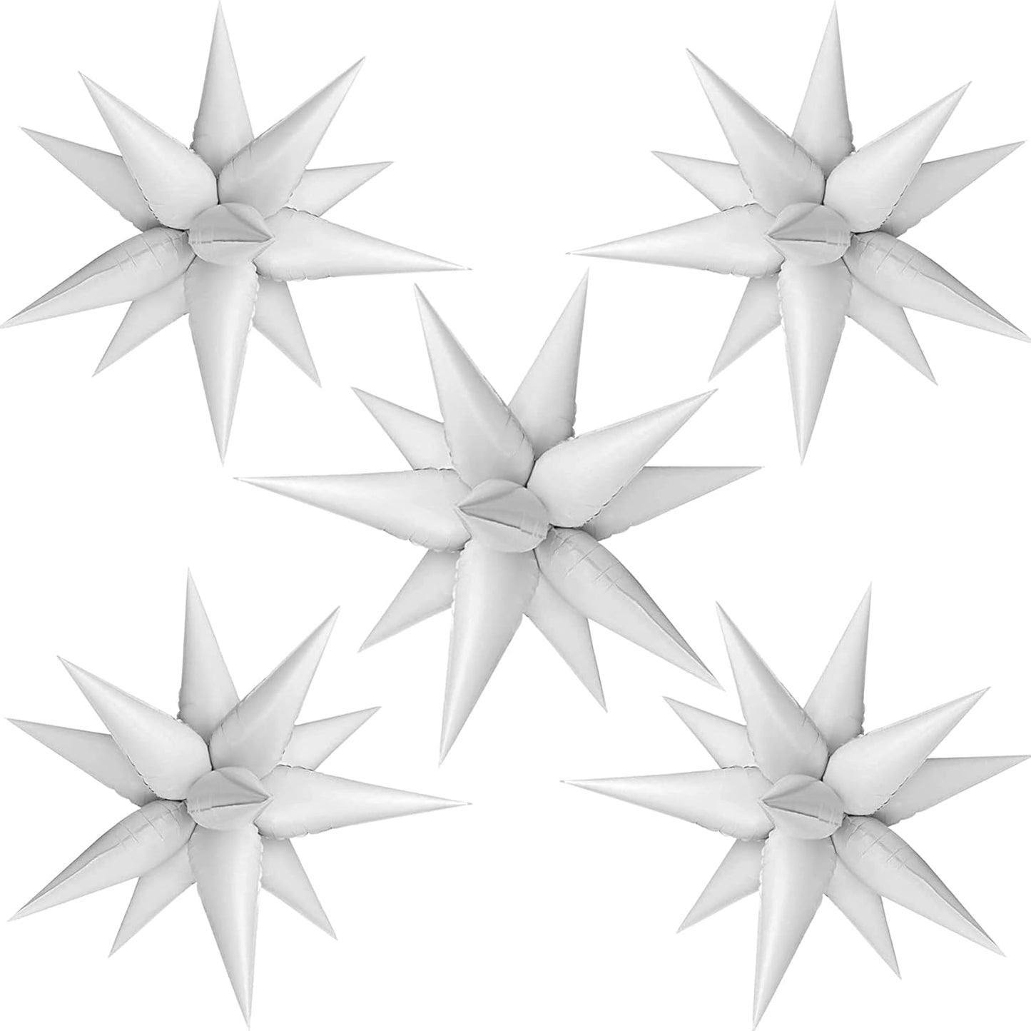 ZAKVOOR 60 Pcs Star Balloons 12 Spike Foil Explosion Party Decoration Balloons for Christmas New Year Eve Birthday (Silver)