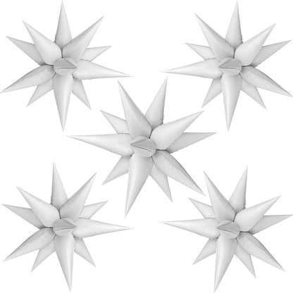 ZAKVOOR 60 Pcs Star Balloons 12 Spike Foil Explosion Party Decoration Balloons for Christmas New Year Eve Birthday (Silver)