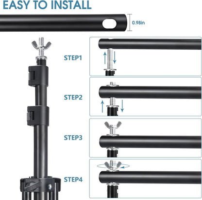 Photo Video Studio 10x7Ft (WxH) Adjustable Background Stand Backdrop Support System Kit with Carry Bag