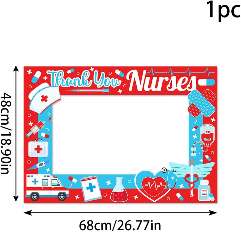 Thank You Nurses Photo Props Frame 2026 Graduation Nurse Week Photo Booth Props Selfie Photobooth Props for Photography Party Decorations Supplies