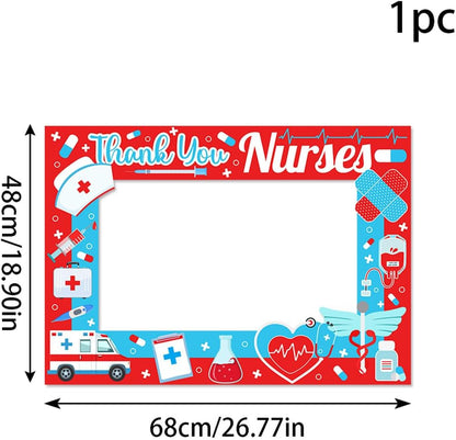 Thank You Nurses Photo Props Frame 2026 Graduation Nurse Week Photo Booth Props Selfie Photobooth Props for Photography Party Decorations Supplies