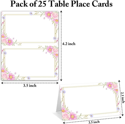 Gold Foil Place Cards for Table Setting, Printable Tent Cards for Food Buffet, Name Card for Wedding Banquet, Bridal Shower, Baby Shower, Birthday Party Decorations (25 Pack)-07