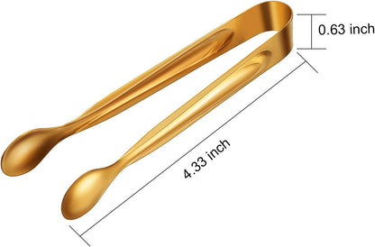 Gejoy 12 Pieces Mini Tongs Stainless Steel Small Sugar Serving Tongs for Charcuterie Board Appetizers Dessert Serving Food Tiny Party Danish Candy(6 Inch,Gold)