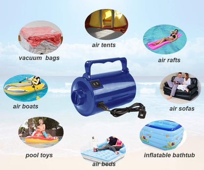 Artigarden Electric Air Pump Portable 460W Quick-Fill Air Pump Air Flow 45CFM 2.1PSI with Hose 5 Nozzles 120V AC Inflator Deflator Pump for Air Mattress Air Bed Inflatable Cushion Boat Swimming Ring