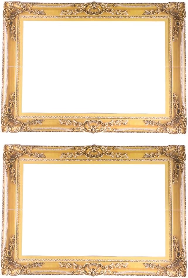 Holibanna Large Photo Booth Props 2pcs DIY Paper Picture Frame Cutouts Fun Photo Portable Booth Selfie Props Decorative Golden Handheld Prop for Memorable Moments Christmas
