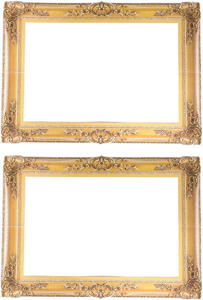 Holibanna Large Photo Booth Props 2pcs DIY Paper Picture Frame Cutouts Fun Photo Portable Booth Selfie Props Decorative Golden Handheld Prop for Memorable Moments Christmas