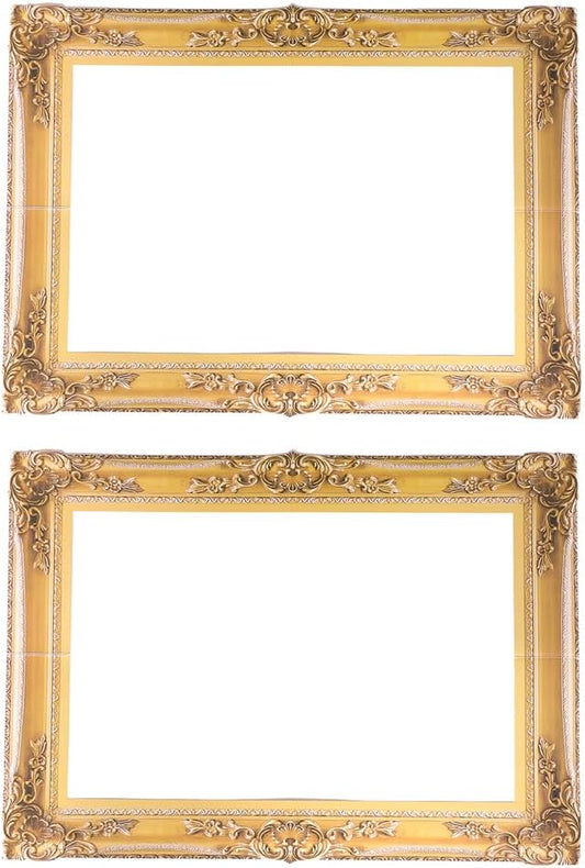 Holibanna Large Photo Booth Props 2pcs DIY Paper Picture Frame Cutouts Fun Photo Portable Booth Selfie Props Decorative Golden Handheld Prop for Memorable Moments Christmas