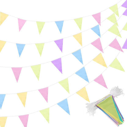 Tatuo 200 Feet Solid Pennant Banners Flags String Triangle Hanging DIY Bunting Flags Party Decorations for Grand Opening Party Banners for Kids Birthday, Shops (White)