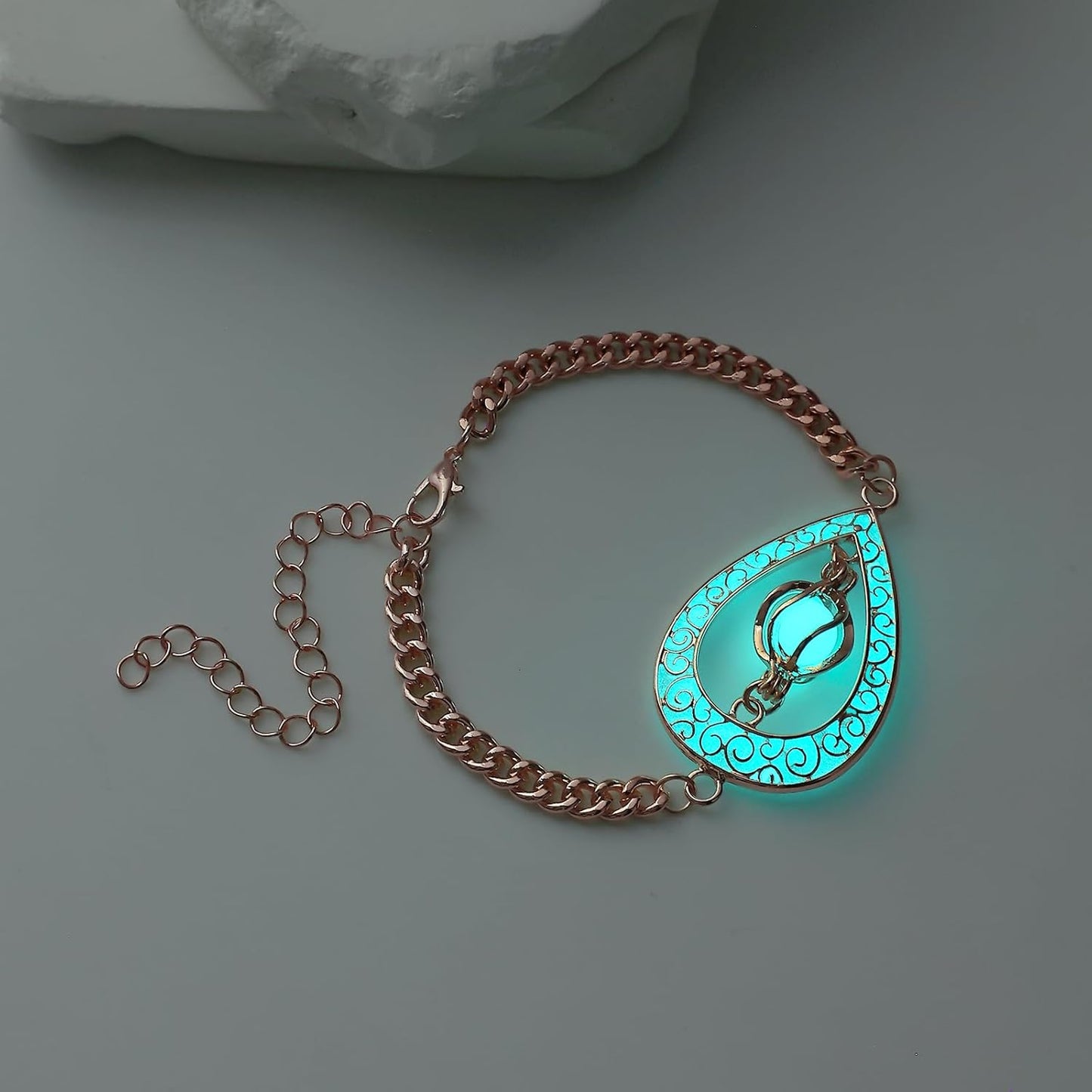 EEQQBZ Glow in The Dark Silver Teardrop shape bracelets,Fantasy Glowing Jewelry bracelets