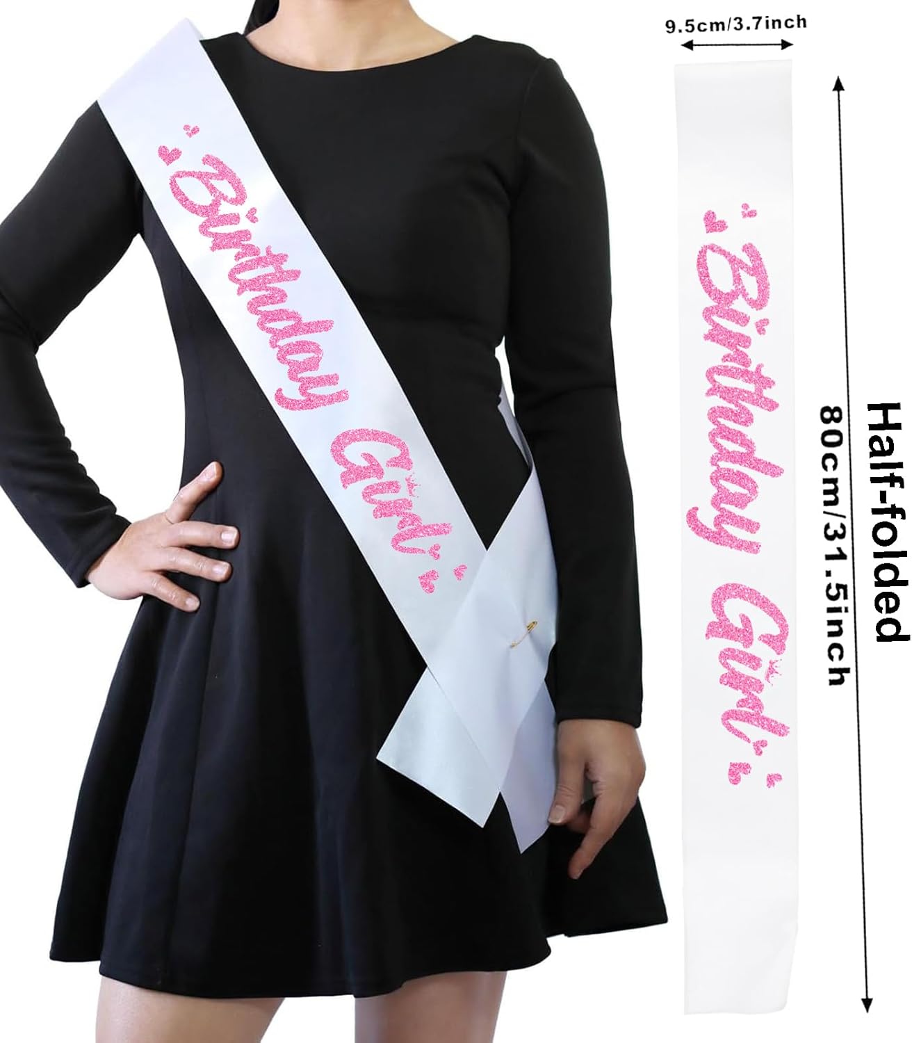 ‘Birthday Girl' Birthday Sash Royal Blue with Glitter Silver Letters Birthday Sash for Women, Sweet 16, 18th 21st B-day Sash