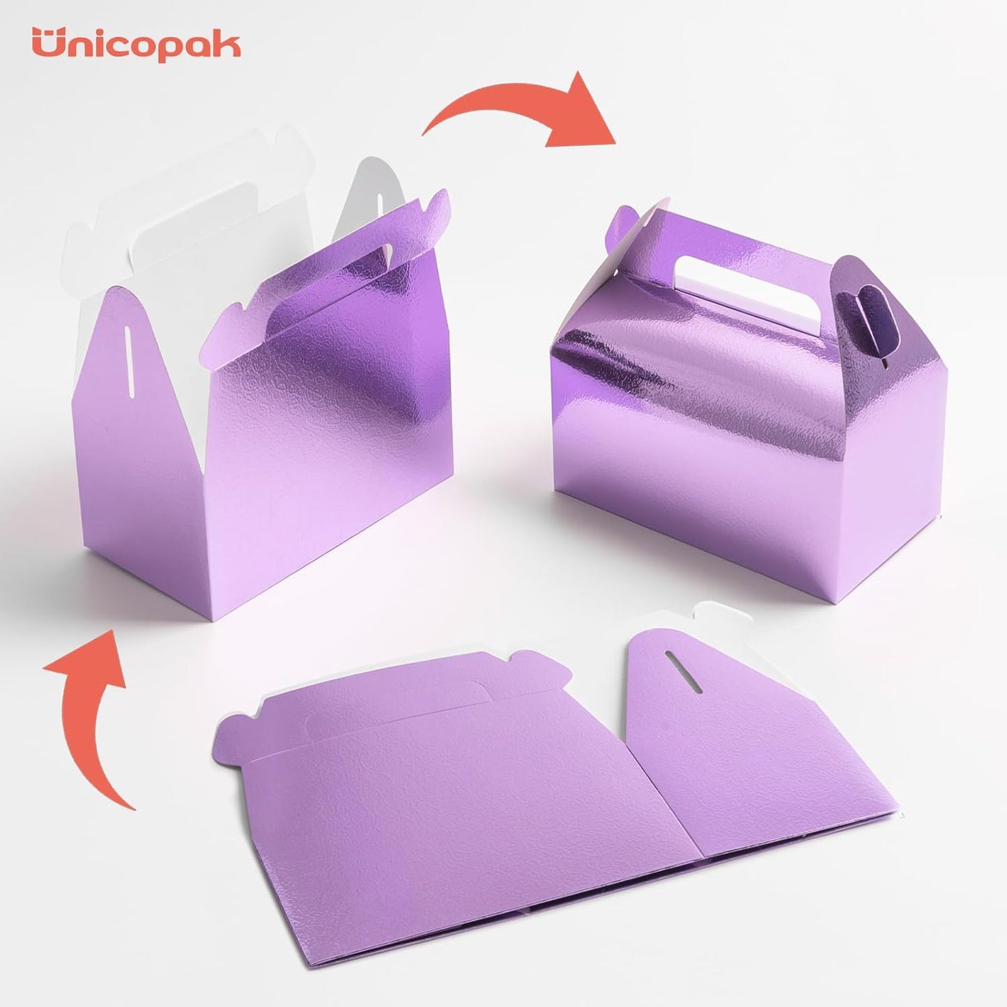 UnicoPak 30 Pack Party Favor Boxes Treat Boxes, White Gable Gift Boxes for Party Favors Goodies Cookies Treats Candies Meals Lunch, 6.5x3.5x3.5 Inches