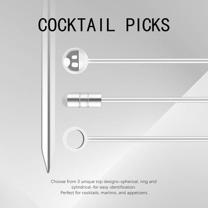 I-MART 15 Pack Stainless Steel Cocktail Picks Martini Olive Skewers, Reusable Metal Garnish Sticks for Drinks, Appetizers, Bloody Mary, Olives, Citrus, Fruit Decor (Gold, 4.25 Inch)