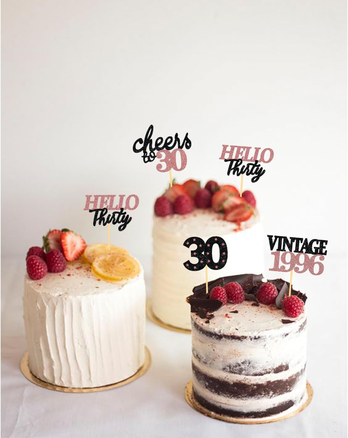 24 PCS Glitter 30th Birthday Cupcake Toppers for Celebrating Thirty Years Old Birthday Party Decorations for 30th Anniversary Party Supplies (Gold)
