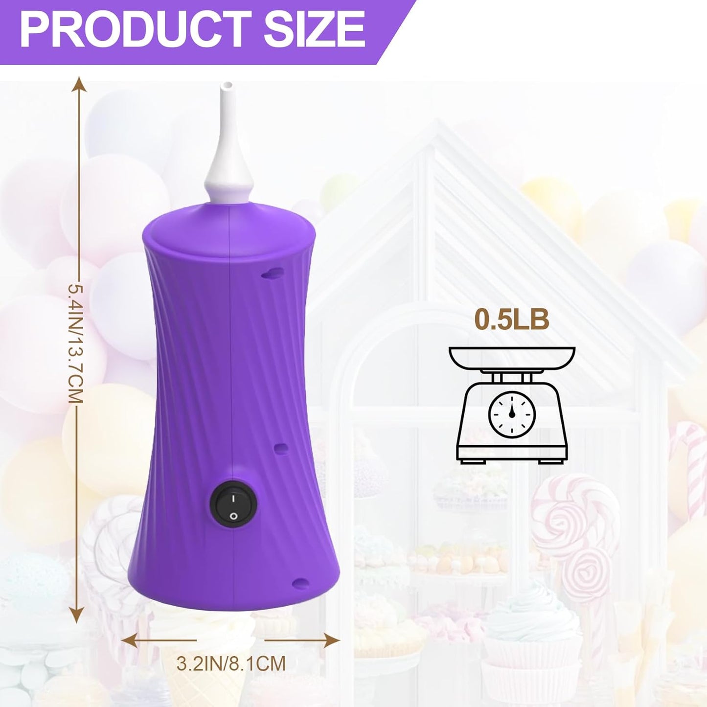 Balloon Pump Electric - Portable Air Balloon Pump for Long Balloons, Balloon Blower Inflator Machine for Twisty, Animal Classic Round, Foil, Latex Balloons