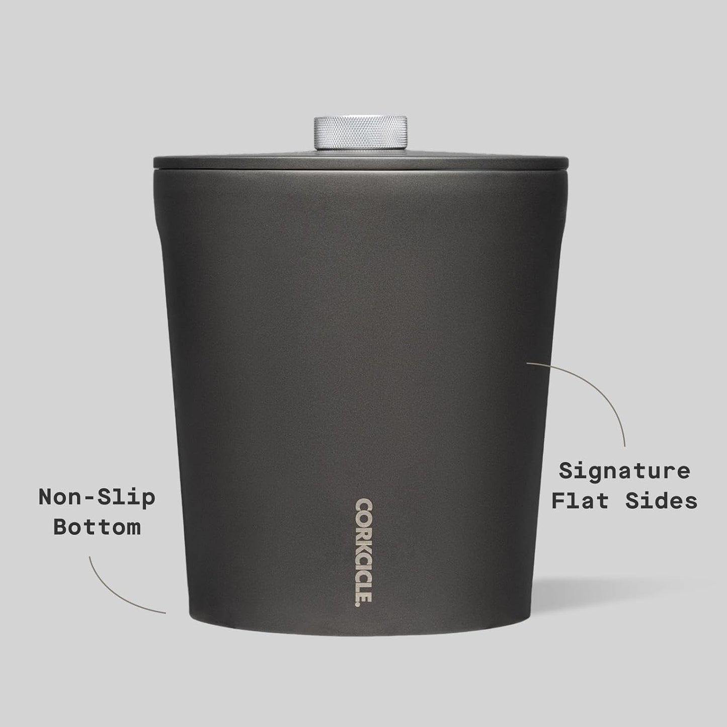 Corkcicle Insulated Ice Bucket with Lid - Stainless Steel - Summer Gift - 100 oz - Ceramic Slate