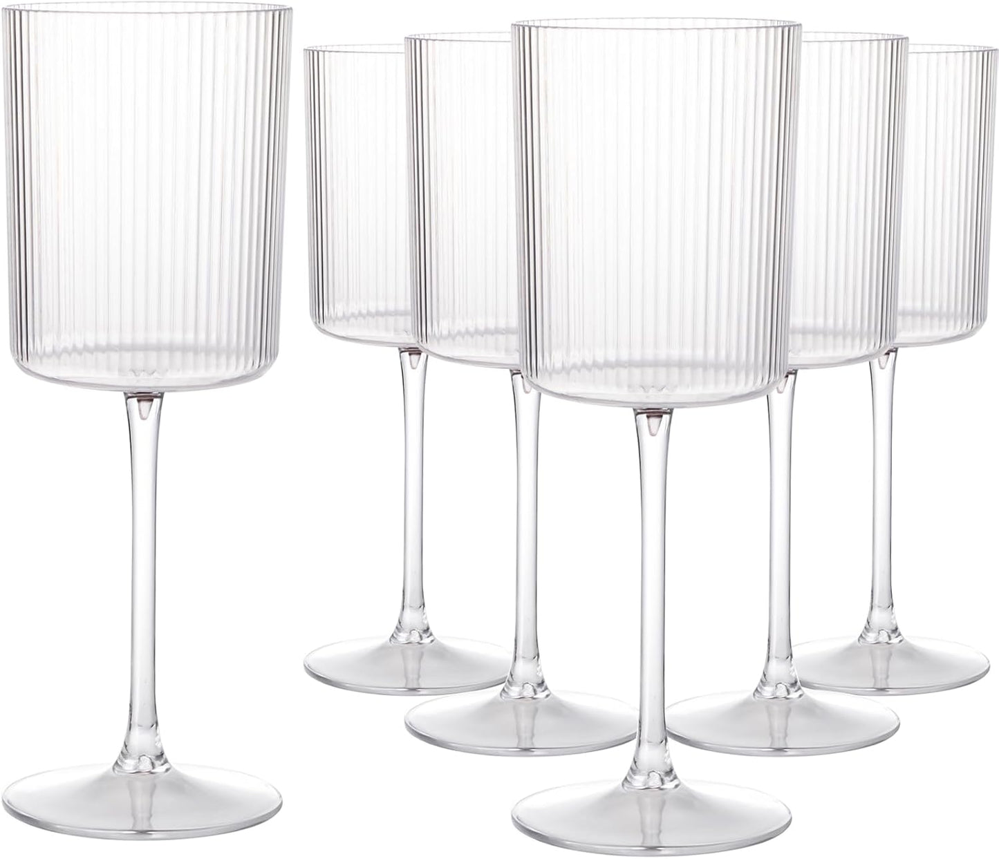 Ciaell 24 Pack Plastic Champagne Flutes - 6oz Ribbed Disposable Champagne Glasses - Clear Vintage Mimosa Glasses with Long Stem, Elegant for Weddings, Birthdays, Party