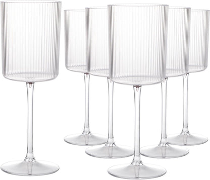 Ciaell 24 Pack Plastic Champagne Flutes - 6oz Ribbed Disposable Champagne Glasses - Clear Vintage Mimosa Glasses with Long Stem, Elegant for Weddings, Birthdays, Party