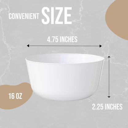 White Gold Rim Disposable Plastic Bowls - 16 Oz, 30 Count - Large, Heavy Duty - Perfect for Weddings & Parties