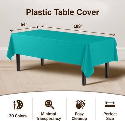 Exquisite Party Solids 6-Pack Premium Plastic Tablecloth 54in. x 108in. Rectangle Plastic Table Cover - Navy