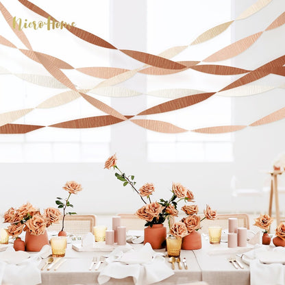 NICROHOME EUR Wedding Party Decorations, 8 Rolls Moss Sage Green Pink Crepe Paper Streamers for Boho Baby Shower, Wedding, Engagement Party, Spring Party, Birthday Party Supplies, 82 ft Long