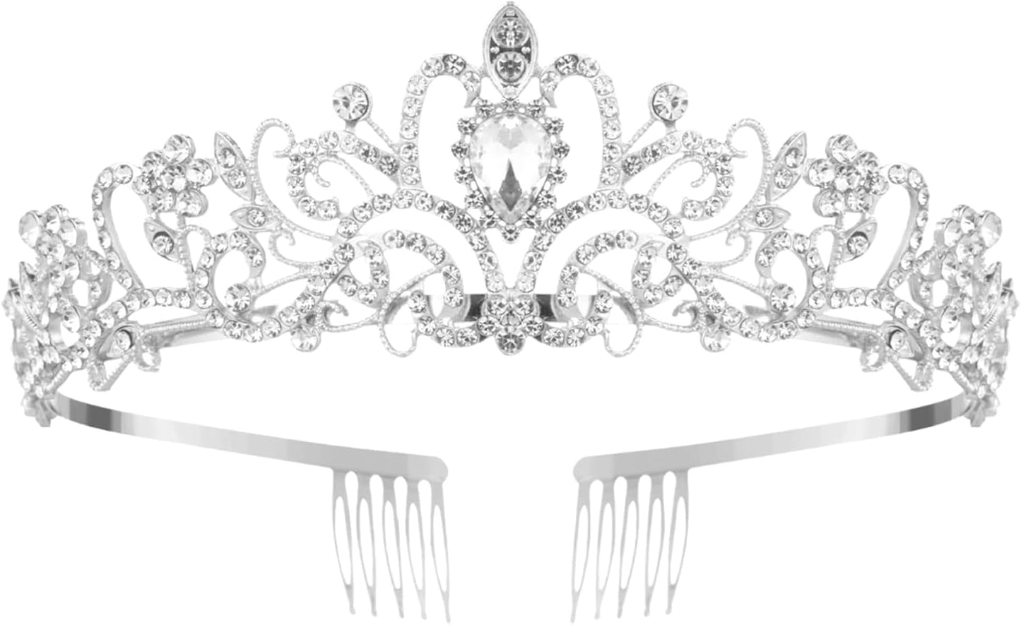 Crystal Tiara Crowns For Women Girls Princess Elegant Crown with Combs Women's Headbands Bridal Wedding Prom Birthday Party