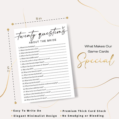 Bridal Shower Bingo, What Will The Bride to Be Receive, 25Pcs Bridal Bingo Game Cards, Engagement Party Games for Guests, Minimalist White Wedding Party Supplies - A18