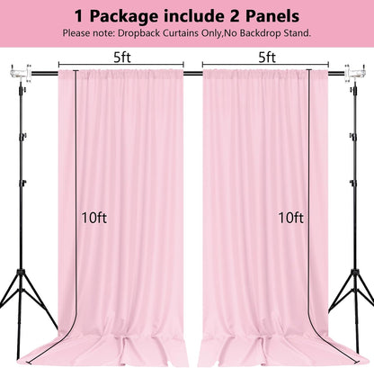 MEETSKY Black Backdrop Curtains for Parties - 10ft x 8ft Party Photo Background Curtain Rod Pocket Fabric Drapes Panels for Boys Birthday Holiday Home Halloween Decoration, 5ft x 8ft, 2 Panels