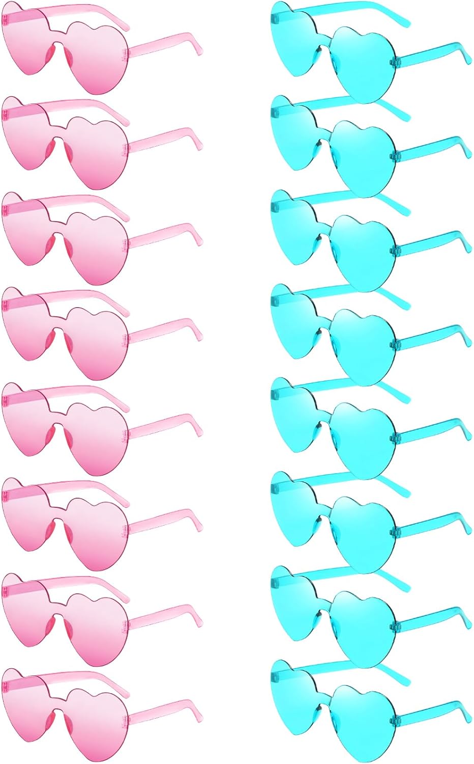 Matcheck 16 Heart Shaped Rimless Sunglasses Transparent Candy Colored Glasses Frameless Party Eyewear for Women