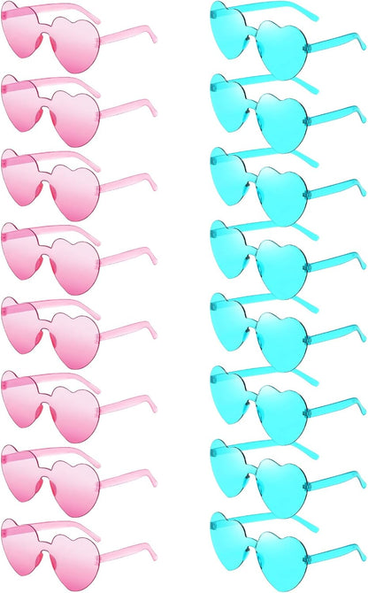 Matcheck 16 Heart Shaped Rimless Sunglasses Transparent Candy Colored Glasses Frameless Party Eyewear for Women