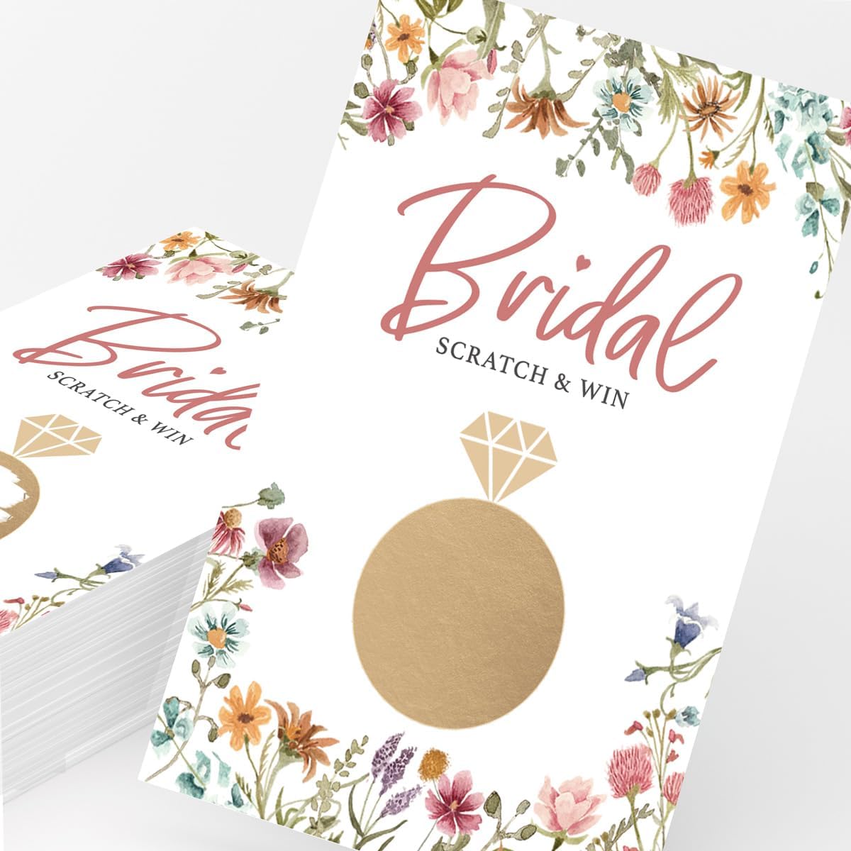 Printed Party Bridal Shower Game Set – 4 Fun Games and Activities for 30 Guests, Includes Bingo, He Said She Said, Bride & Groom Trivia, and Wedding Phrase Guessing Game, Love In Bloom Wildflower Design