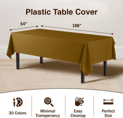 12-Pack Premium Plastic Tablecloth 54in. x 108in. Rectangle Table Cover - Dark Blue - Colors B