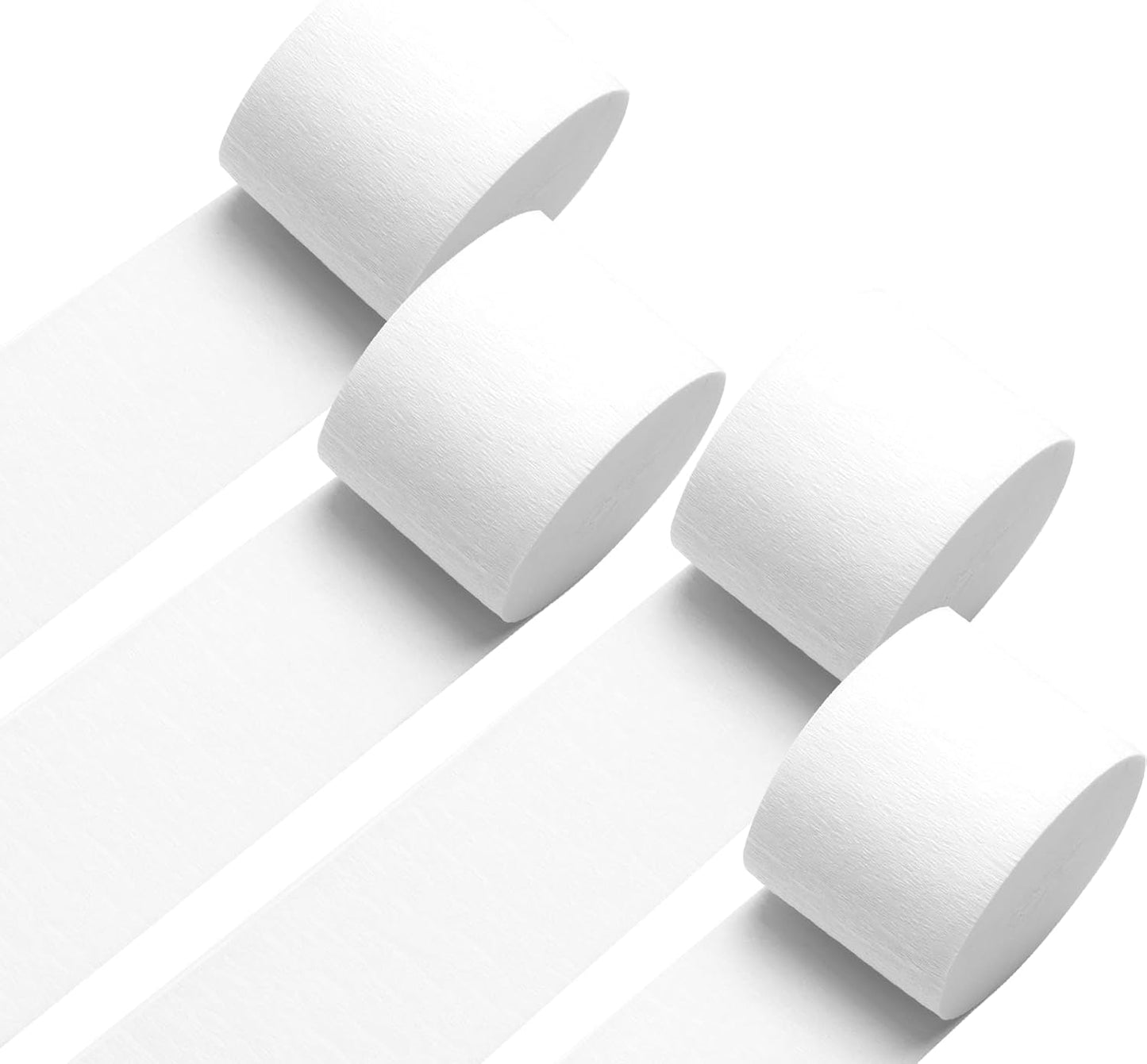 White Crepe Paper Streamers 4 Rolls 328ft, Pack of Party Streamers for Party Decorations, Crepe Paper for Birthday, Baby Shower, Wedding Party Decorations (1.8 Inch x 82 Ft/Roll)