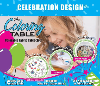 Animal Fun Design – Square Tablecloth 60”X60” – Interactive Coloring Tablecloth for Kids - Poly/Cotton Fabric – Washable and Reusable – DIY Activity for Children and Adults