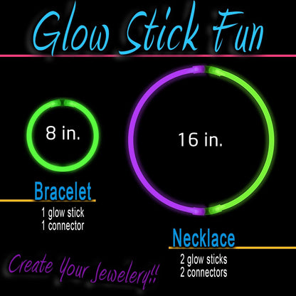 248 PCS Glow Sticks Halloween Party Pack - 100 Pcs 8 Inch Glow sticks, 6 Pcs Glow Sticks Wands – Create Glow In The Dark Necklaces, Bracelets. Neon Light Sticks Decoration For Parties Favors Glow