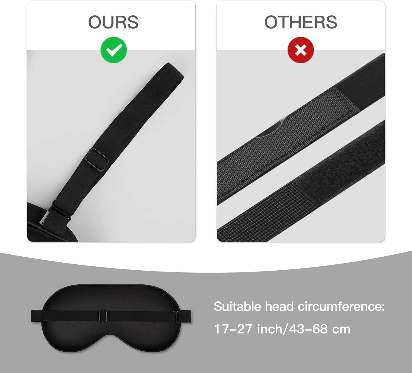 Silk Eye Mask with Adjustable Strap, Satin Blackout Sleeping Mask for Men&Women, Comfortable Blindfold Eyeshade for Night Sleep(Blue)